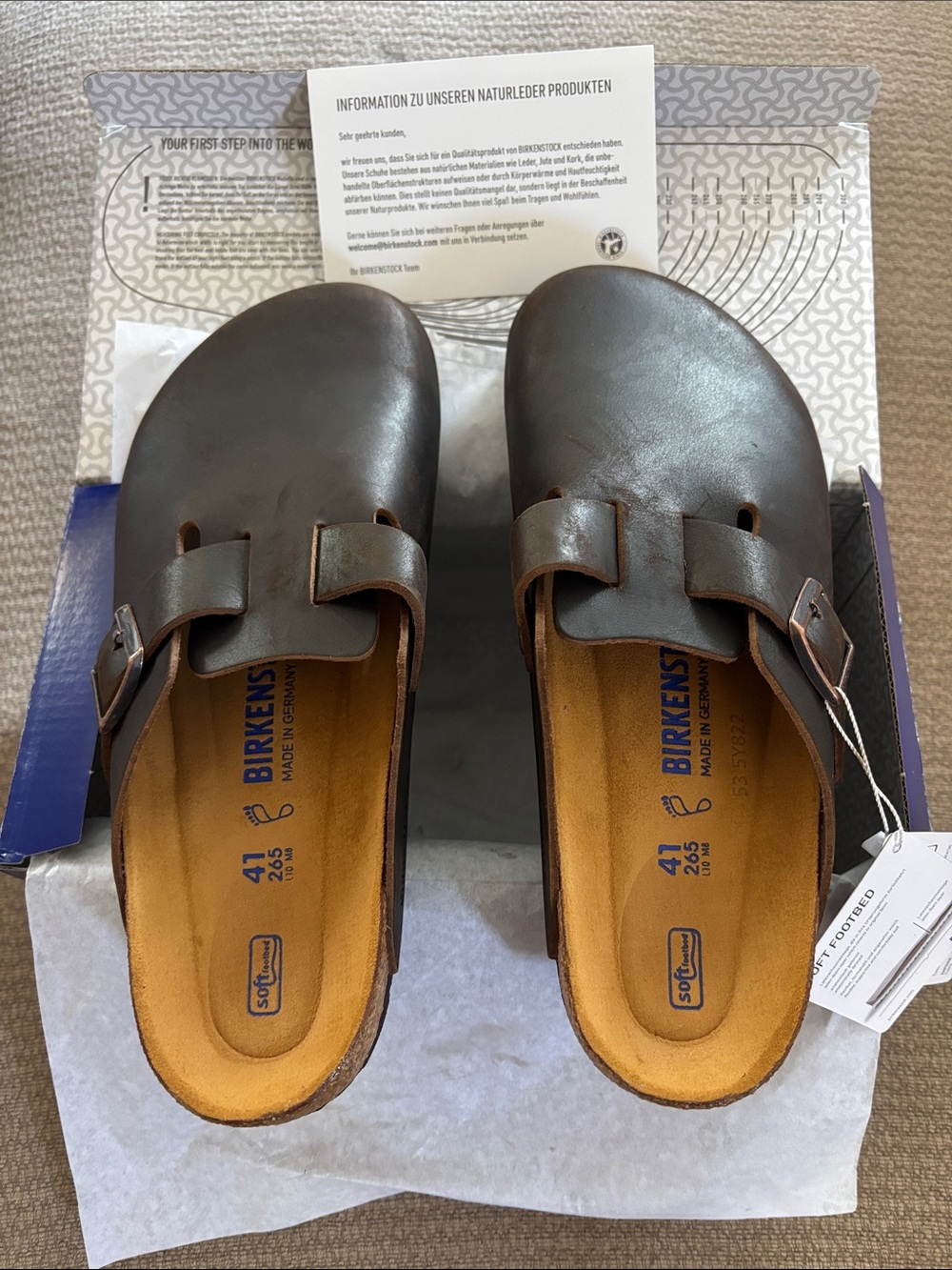 Birkenstock Boston Soft Footbed Clog, Habana Oiled Leather, EU 41